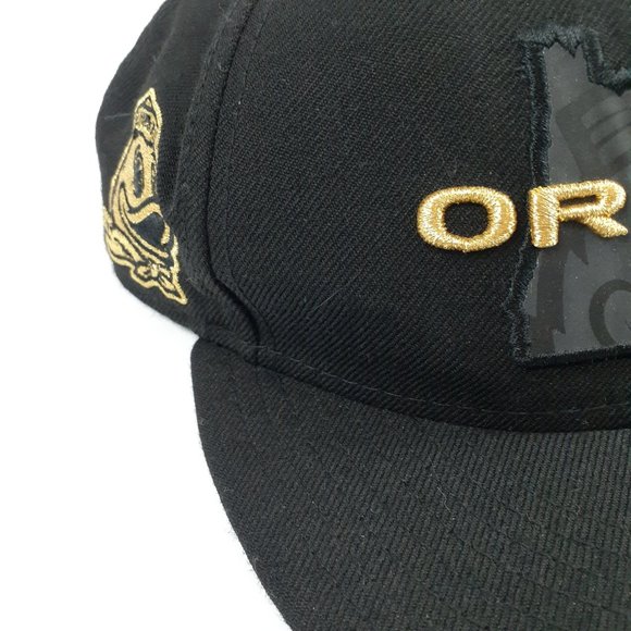 New Era Oregon Ducks Baseball Cap 100% Wool Gold Black Adjustable Snap Back Cap - Picture 7 of 16